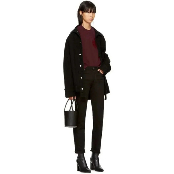 Alexander Wang Burgundy Oversized Cropped Vinyl Meltdown Sweatshirt - Picture 5 of 9